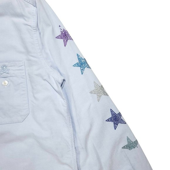 Uniform Experiment (3/M-L) L/S Star Sleeve Button Up Shirt - Blue Custom Japan - Picture 4 of 6